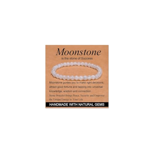 CHELYQST Moon_stone Bracelet - Stone of Success Stretch Natural Stone Crystal Beads Jewelry Gifts for Women Men Unisex Adult 4mm