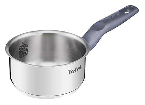 Tefal Daily Cook Stielkasserolle, 12 cm, induktionsgeeignet, ohne Antihaftbeschichtung, Fassungsvermögen 0,4 l, verstärkter Boden, spülmaschinen- und backofenfest, Edelstahl