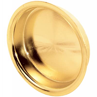 Prime Line N 6699 Tiradores de Embutir para Puertas Correderas de Clóset, Acero con Baño de Latón Brillante, Redondos de 2-1/8 pulg., Paquete de 2 - Cantidad 6 miniatura 1