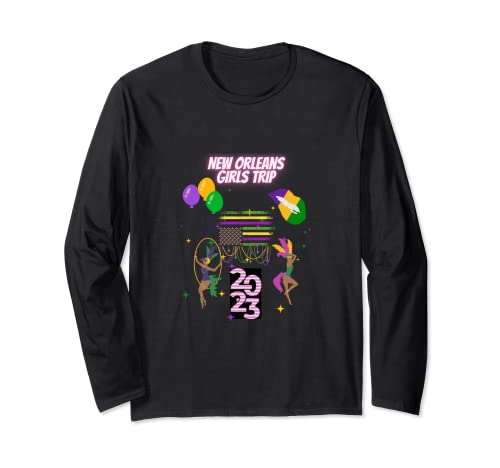 Mardi Gras New Orleans Girls Trip 2023 Celebration Beads Long Sleeve T-Shirt