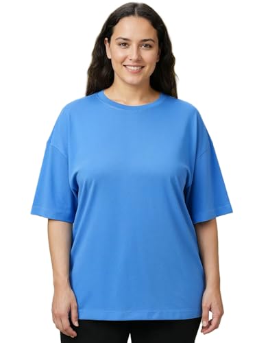 T-shirt bleu 6XL femme en coton doux qui ne serre pas et flatte la silhouette