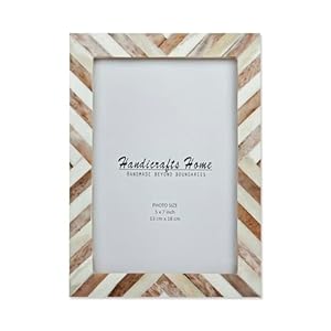 Handicrafts Home 5×7 Chevron Pattern Inspired Picture Frame – 5×7 Frames for Wall Hanging & Desk Decor, Vintage Decor, Living Room & Office Decor – Picture Frame for Photos, Nursery Decor Gifts, Brown