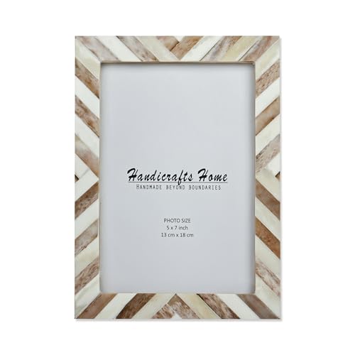 Handicrafts Home 5×7 Chevron Pattern Inspired Picture Frame – 5×7 Frames for Wall Hanging & Desk Decor, Vintage Decor, Living Room & Office Decor – Picture Frame for Photos, Nursery Decor Gifts, Brown