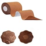 Boob Tape Boobtape, 2' Invisible Bob Tape for Breasts Lift, Breast Lift Tape w 2pcs Reusable Nipplecover Adhesive Bra （Caramel）