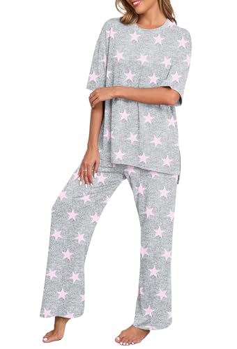 PrinStory Lounge Sets for Women 2 Piece Pajamas Sets...
