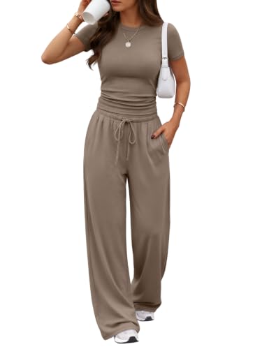 Trendy Queen Womens 2 Two Piece Set 2026 Summer Workout Vacation Gym Clothes Spring Fashion Lounge Matching Airport Travel Outfit Resort Wear Fitness Athleisure Clothing