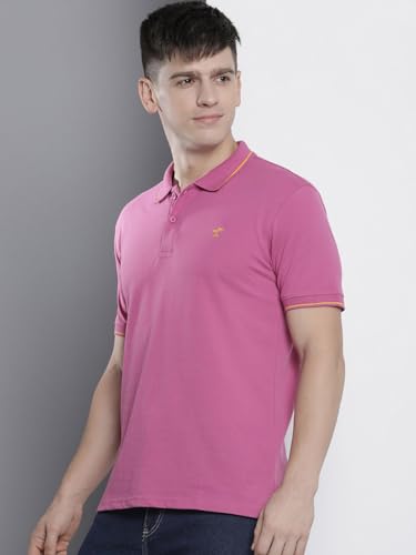 Image of The Indian Garage Co Men Slim Fit Solid Polo Neck Half Sleeves Tshirt
