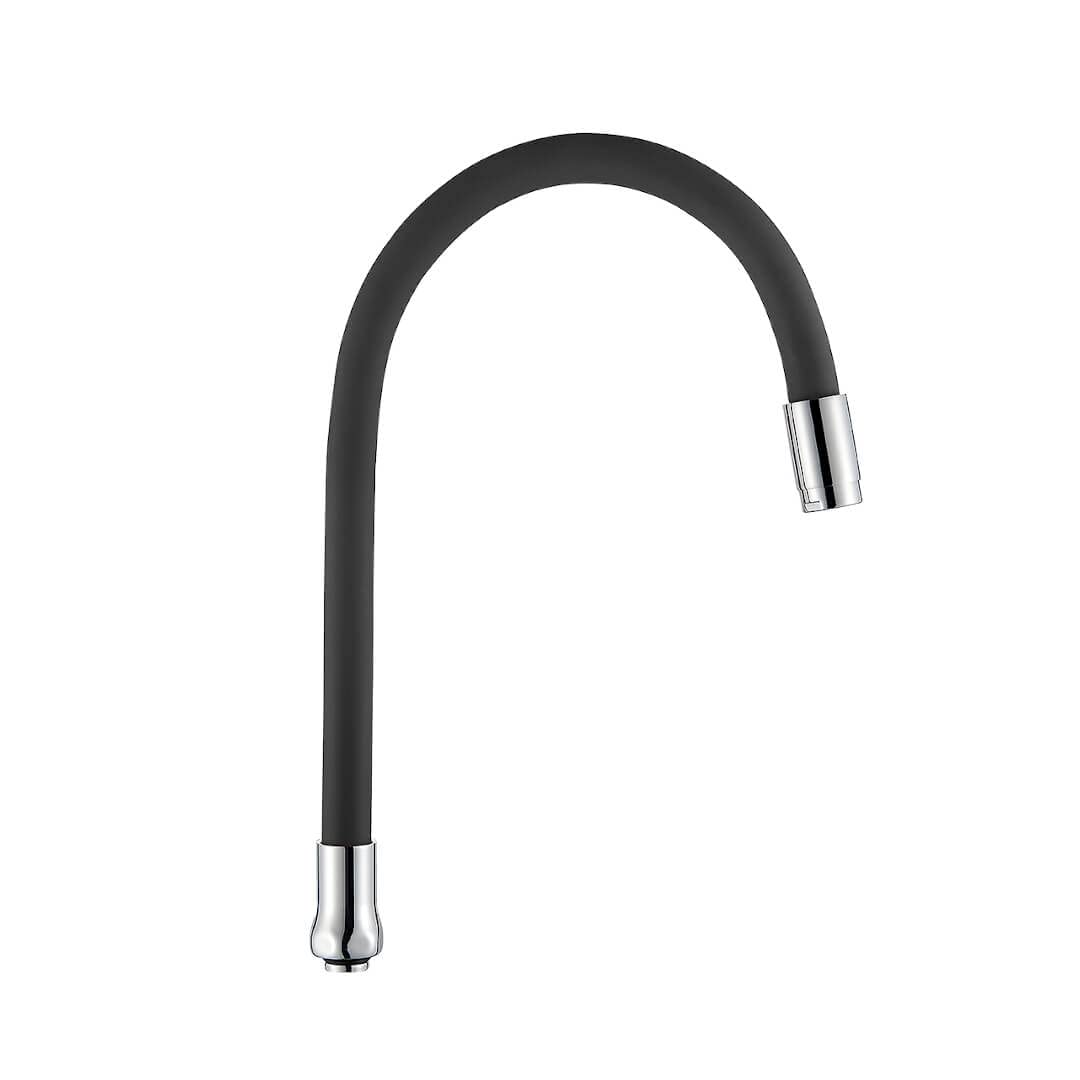 ADGO Elza - Beccuccio flessibile, lunghezza massima 360 mm, altezza 510 mm, beccuccio mobile per rubinetto da cucina per montaggio in piedi, materiale: silicone, acciaio, facile da pulire (nero)