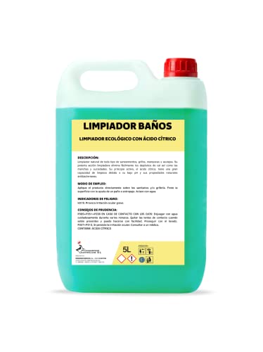GEL LIMPIADOR DE BAÑOS, LIMPIADOR WC, SIN LEJIA, SIN AMONIACO, ANTICAL, GARRAFA DE 5 LITROS