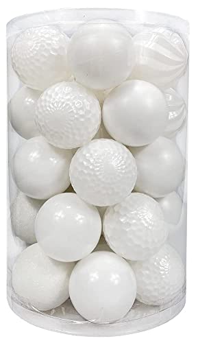 Aogu 48 Inch Faux Fur Christmas Tree Skirt White Plush Skirt And 34 Pcs 1.57'' Christmas Balls Ornaments #TOP2
