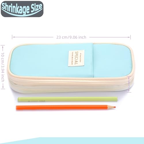 Image of Large Capacity Big Special Cute Aesthetic Preppy Canvas Pencil Case Organizer Holder Pouch Bag with Zipper Compartments, Pen Cases for Women Girls School Adults (Sky Blue)