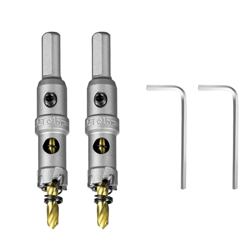 Image of SALI 5 /8 inch (16mm) TCT Hole Saw Kit Tungsten Carbide Tipped Hole Saw Drill Bit with Titanium-Plated Pilot Drill bit for Metal, Stainless Steel, Iron, Wood, Plastic 2pcs