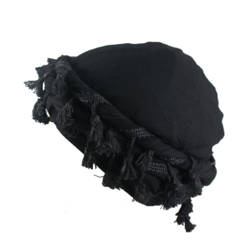 Trendy Youth Tassels Hat Adjustable Teen Hat Breathable Turban Headscarf Hat for Casual and Outdoor4