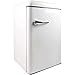 Frigo Bar Mini Frigorifero Freezer Stile Retrò Termoelettrico Silenzioso Classe F 3 Ripiani Regolabili e 2 Cassetti Capacita' 135LT Hotel Casa Ufficio Dimensione 54x46x83 cm Colore Crema