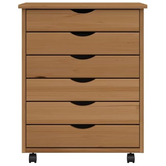 Honey Brown Rolling Cabinet, Solid Pine Wood Storage Cart with Smooth Wheels, Modern Design for Office, Living Room, Bedroom, Easy Assembly, 15.4x20.9x25.8 Inch-6lh4MKtq