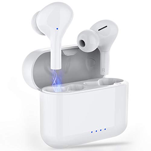 Wireless Earbuds,Chstarina Bluetooth Headphones with Wireless Charging Case,30H Playtime Deep Bass Bluetooth Earbuds in Ear Wireless Earphones Bluetooth Headset IP7 Waterproof with Mic for Sport,White