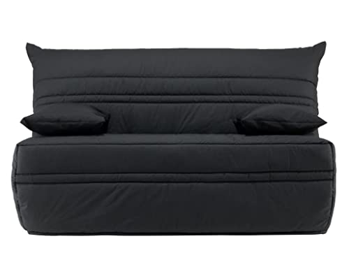 Canapé Convertible BZ Canyon II 100% Coton Fermeture assistée, 140x190 cm - Noir