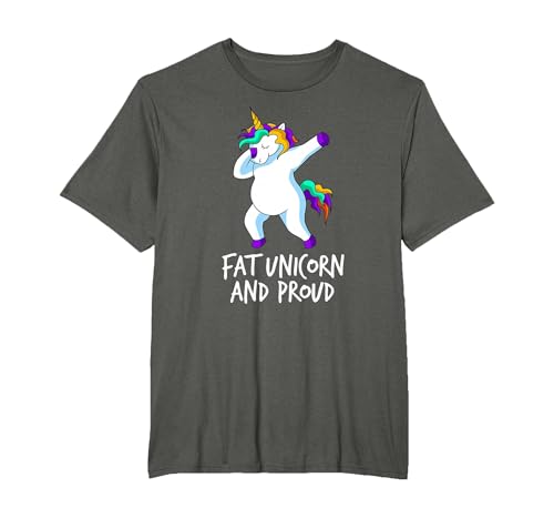 Image of Funny Unicorn - Rainbow Fat Unicorn T-Shirt, Men's Big and Tall, Asphalt Grey, 5X Tall