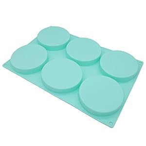 6-Cavity Large Cake Molds Silicone Round Disc Resin Coaster Mold Non-Stick Baking Molds, Mousse Cake Pan, French Dessert, Candy, Soap (Green)