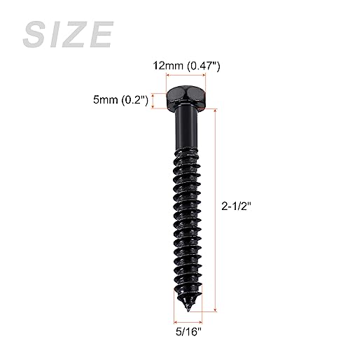 METALLIXITY Hex Lag Screws (5/16" x 2-1/2") 10Pcs, Carbon Steel Phillips Self-Tapping Wood Bolts - for Household Applications - Image 2