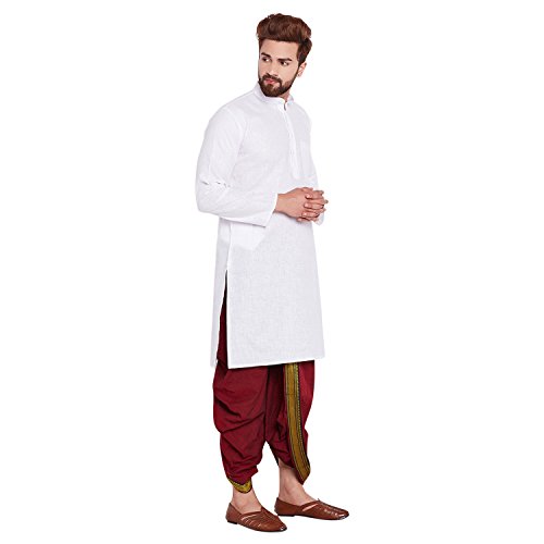Image of SOJANYA (Since 1958 Men's Brown and Black Cotton Dhoti Kurta Set