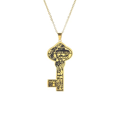Collier pendentif clés islamiques arabes vintage | Bijou de cou mixte pour adultes