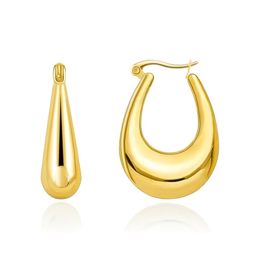 Kenivira Pendientes Aro Oro para Mujer,Pendientes Aro Gruesos,Pendientes Aro Hipoalergénicos,Pendientes Aro Ligeros,Regalos Joyería para Mujer