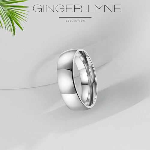Sabrina Solitaire Wedding Ring Set for Women by Ginger Lyne | Gold Stainless Steel 1 Ct Cubic Zirconia Bridal Engagement Ring Matching Wide Wedding Band Black3