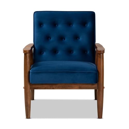 Sillón lounge moderno terciopelo azul miniatura 4