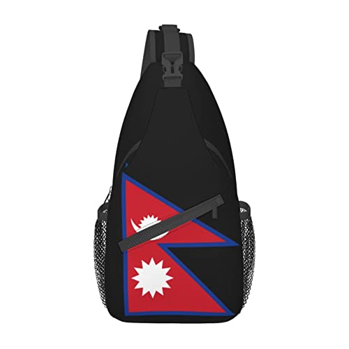Mochila cruzada unisex Nepal Flag Black resistente miniatura 2