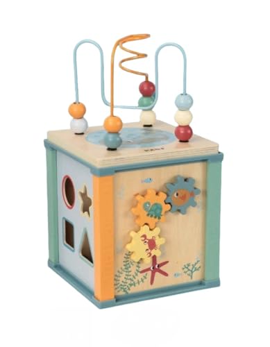 Lunyong アクティビティキューブ 木製 おもちゃ ルーピング 型はめ 赤ちゃん 1歳 2歳 誕生日プレゼント 男の子 女の子 木のおもちゃ 知育玩具 (34*18*18cm)