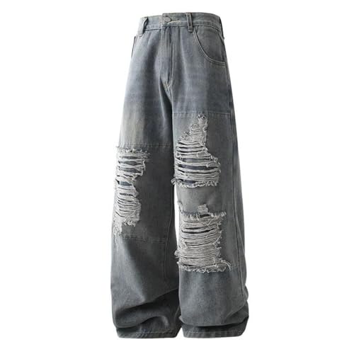 Men Ripped Jeans Straight Leg Jeans Wide Leg Pants Hip Hop Clothing3