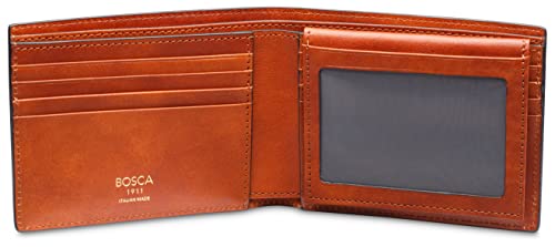 Bosca ITALIA, Credit Card Men's Leather Wallet with I.D. Passcase Made In Italy, Dolce Leather Collection Amber2