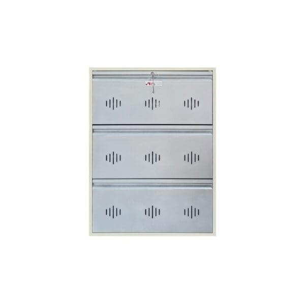 Image of StayHappy 3 Door Metal Shoe Rack with Powder Coating | Chappal Rack for Home | Durable Footwear Rack (Silver)