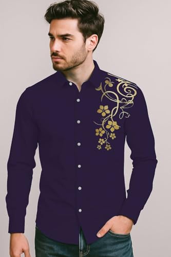 Image of Men's Solid Cotton Regular Fit Full Sleeve Collared Neck Casual Shirt for Men Stylish Latest, Formal