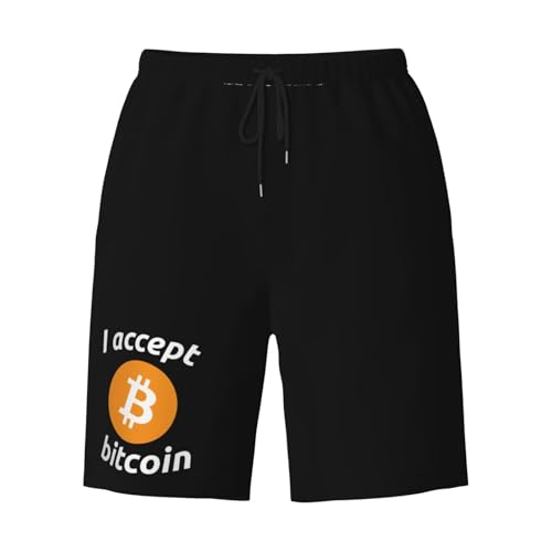 I Accept Bitcoin Mens Swim Trunks Quick Dry Board Shorts 7" - Hawaii Beach Swimwear3