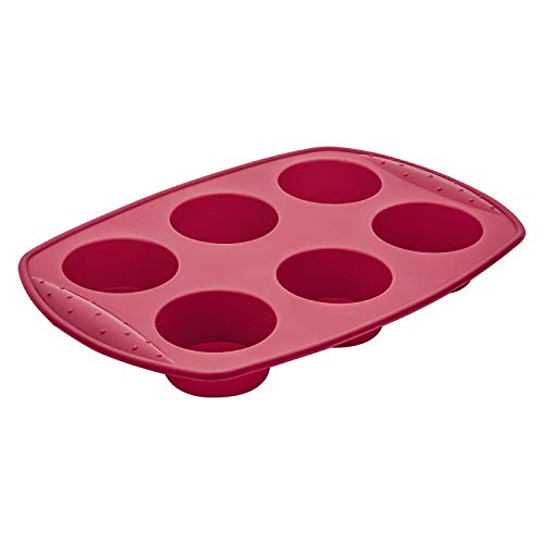 Forma para 6 Mini Bolos Redondos de Silicone, Euro, SIL2911-VM, Vermelho