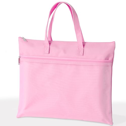 SortRax Large Zipper Pouch with Handle 13.8 x 11 2 Pockets Organizer Bag for Documents Arts Coloring Books Cross Stitch Embroidery Supplies 1 Pack - Pink