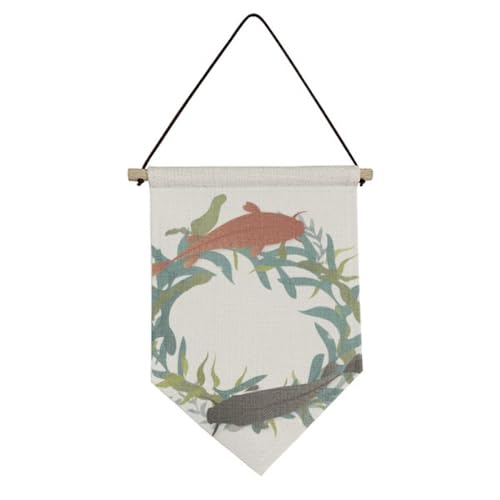 Bannière poisson en toile décoration murale suspendue