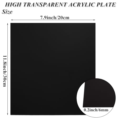 Image of 4 Pack 8 x 12 Inch Black Acrylic Sheet - 1 /4 inch Thick (6mm) Black Plexiglass Sheets, Cast Acrylic Sheet with Protective Paper for DIY Display, Craft, Sign, Painting, Laser Cutting
