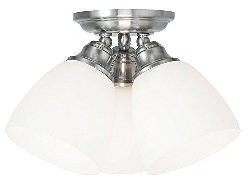 Review Product Livex Lighting 13664-91 Somerville 3-Light Ceiling Mount, Brushed Nickel