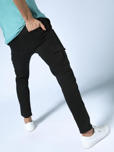 Image of Hubberholme Men's Regular Fit Cotton Trousers, Ankle Length Elastic & Drawstring Waist Cargo Chinos