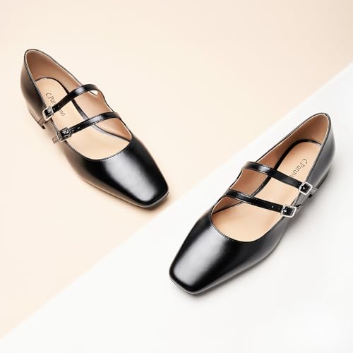 C.Paravano Women's Mary Jane Flats | Square Toe Ballet Flats | Daily Wear Shoes with Adjustable Straps | Dress Shoes for Work2