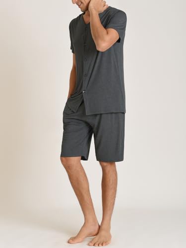 Latuza Men's Viscose Button Up Short Sleeves Pajamas Set2