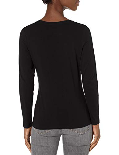 Hanes Long Sleeve Cotton T-Shirt, Lightweight Crewneck Tee for Women, Modern Fit, Ebony, Large - image 3