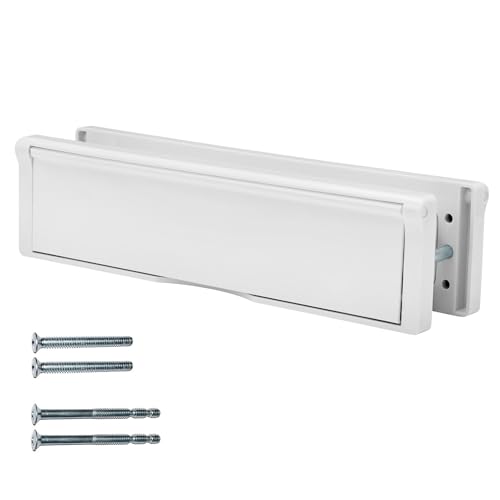 Keypak 10" (27cm) Door Letter Box - Adjustable Letterbox for UPVC Composite Timber Doors (White, 40-80mm)