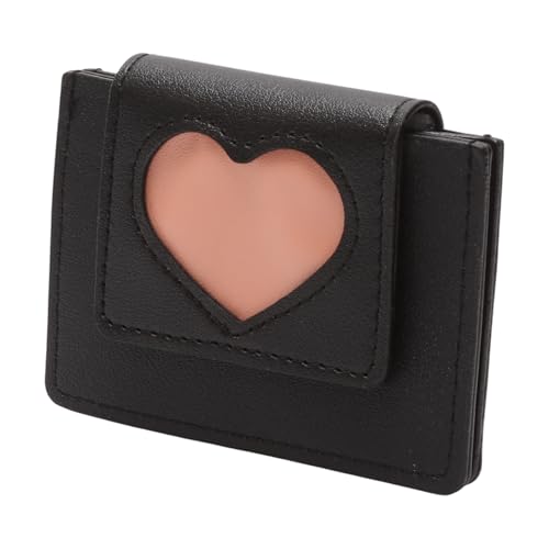 1Pcs Pouch for Money Short Heart Embossed Wallet PU Leather Black 9.8x7.5cm2