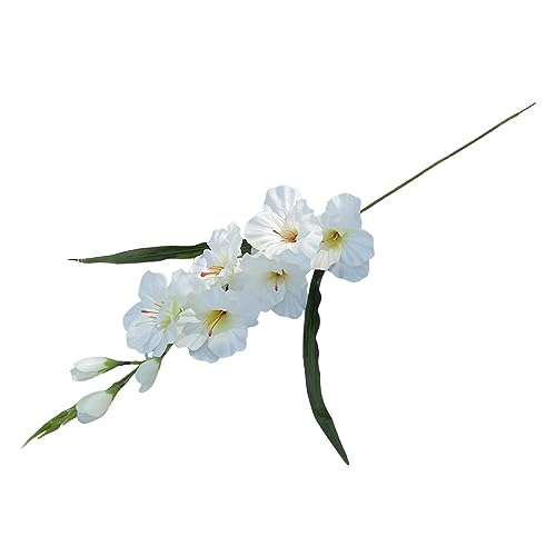Pleayietoopiatiey Glaïeul artificiel - Fleur artificielle vive pour la maison, le bureau, le festival - Blanc - 65 cm