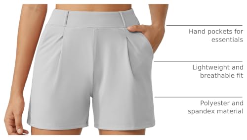 Image of G4Free EverGoing Dressy Casual Shorts for Women 4 inch High Waisted Summer Lounge Pleated Shorts with Pockets