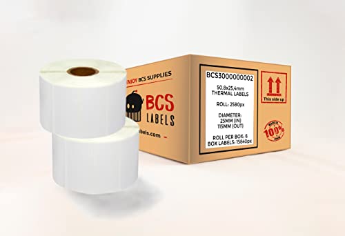 BCS LABELS   Rollo de 2580 Etiquetas Térmicas de 50.8x25.4mm   Especial para Impresoras Zebra (1)